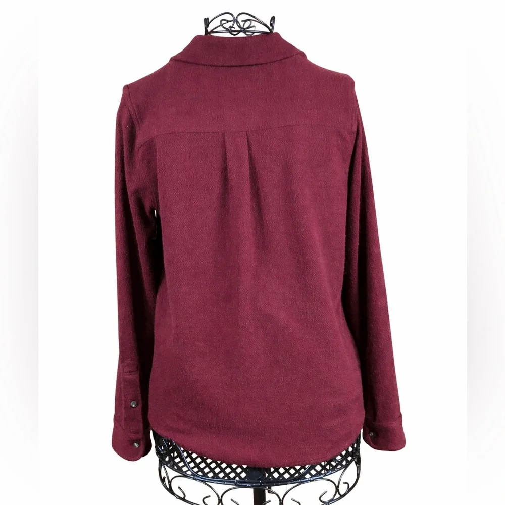 Faherty Brushed Knit Button Up Shirt Burgundy Cozy Soft Top Small - Picture 3 of 9